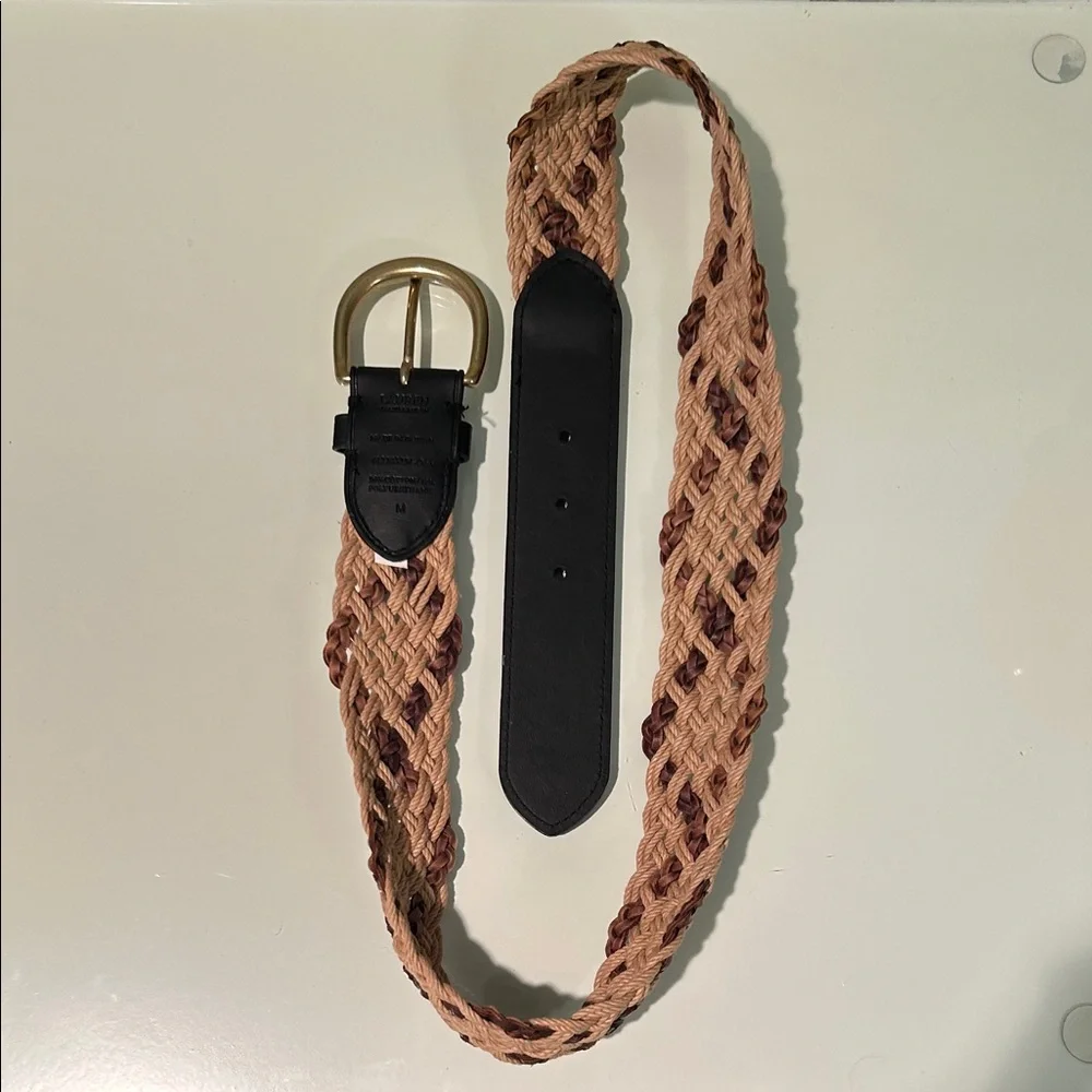 NWOT LAUREN Ralph Lauren Lardini Black with Braided Tan and Brown Belt.